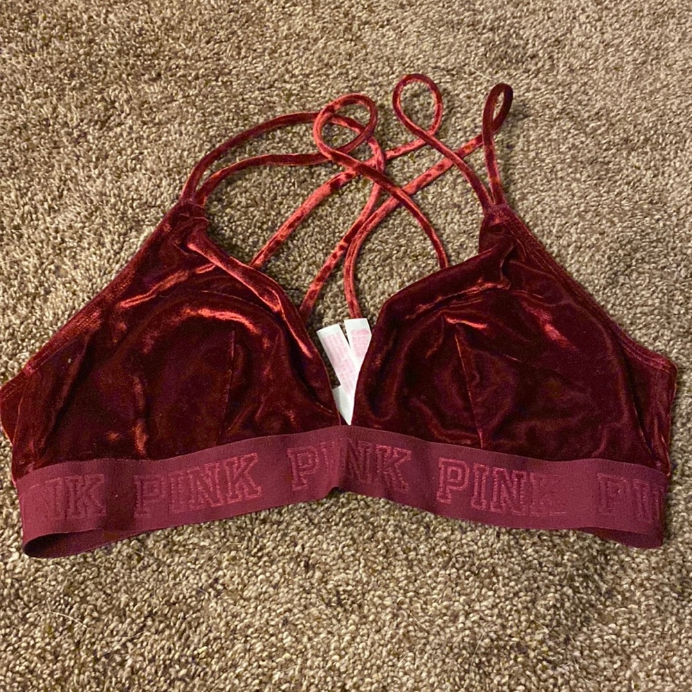 Pink velvet bralette